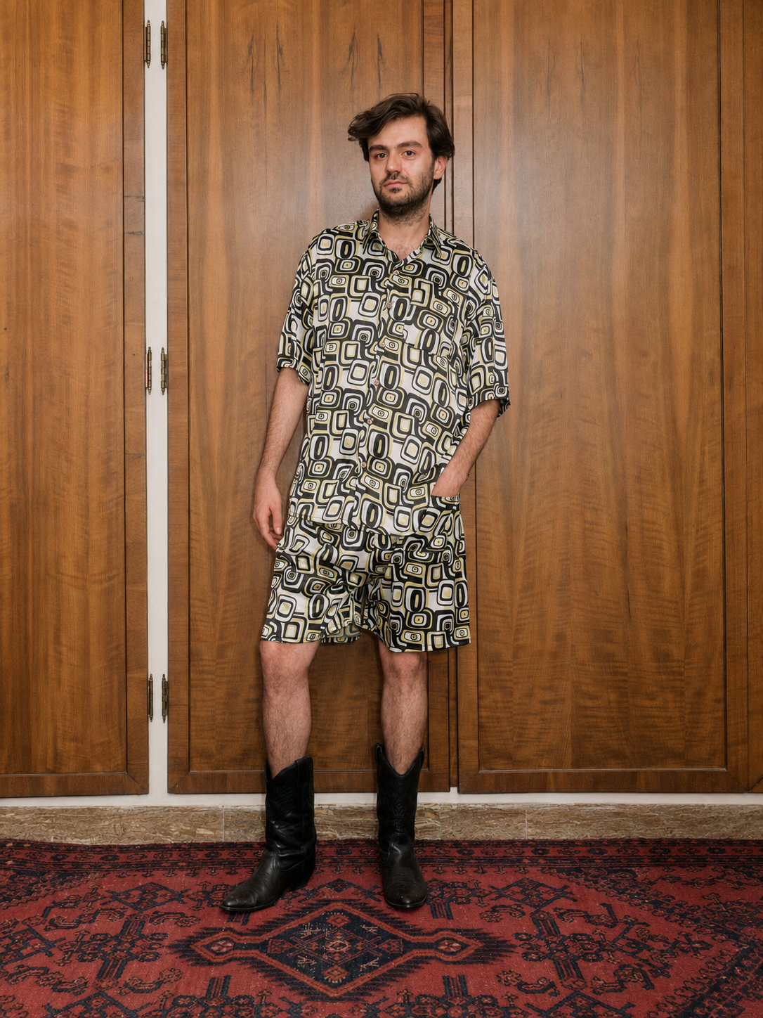 Geometric Print Shirt & Shorts Enssemble